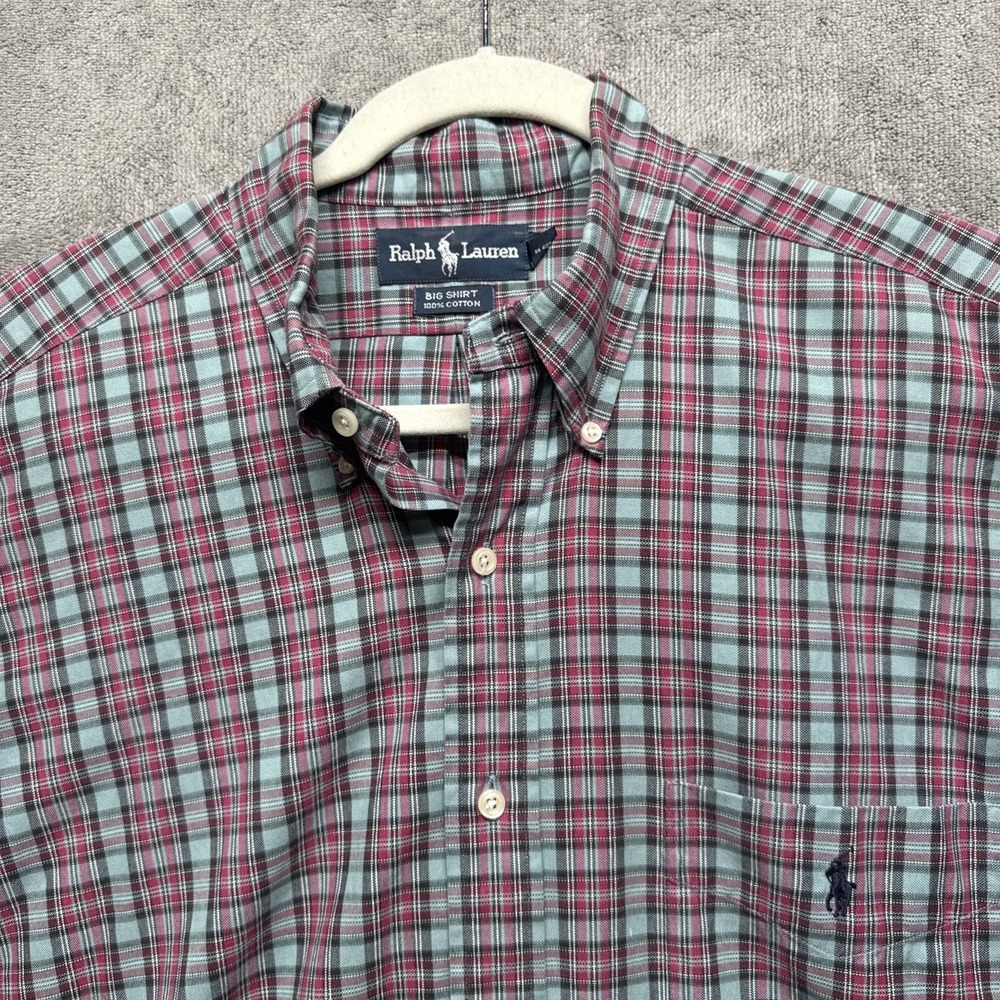 Ralph Lauren Big Shirt‎ Mens L Plaid Checked Button Down Pony Business Casual